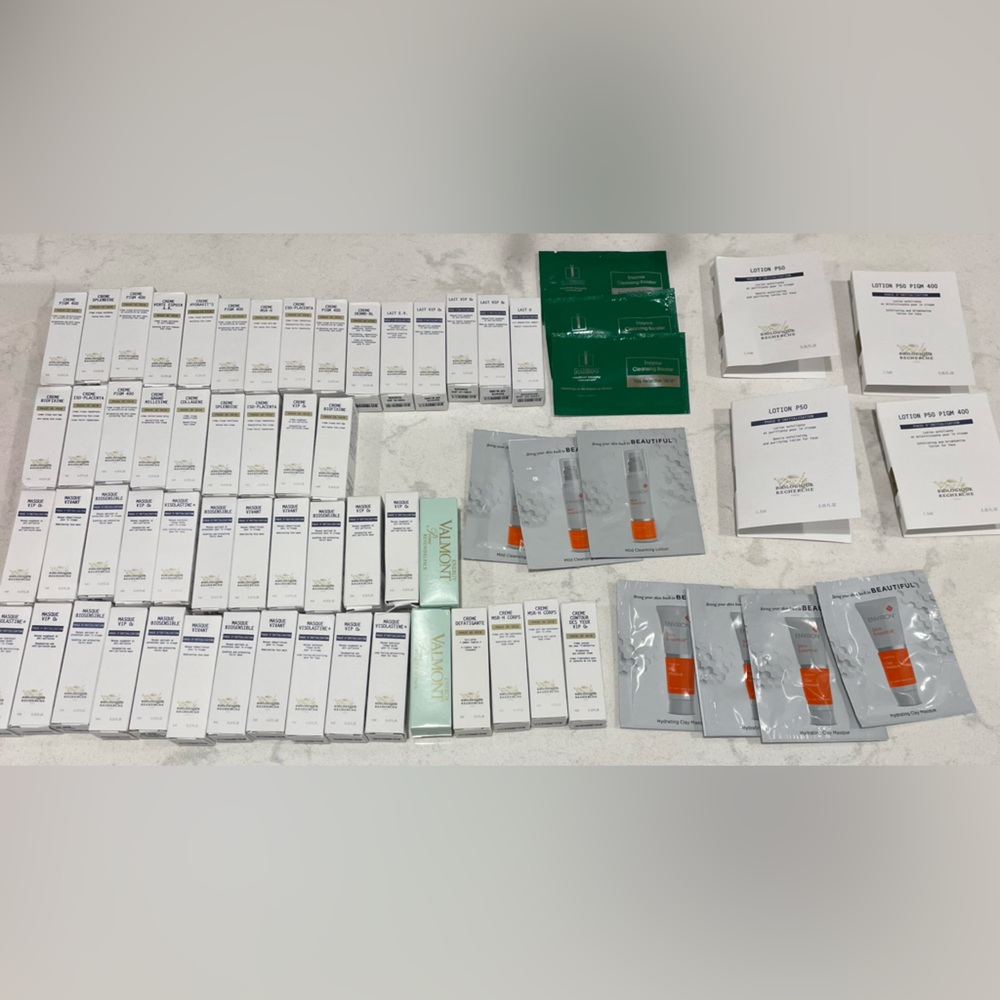Biologique Recherche, Valmont, MBR and Environ Skincare samples